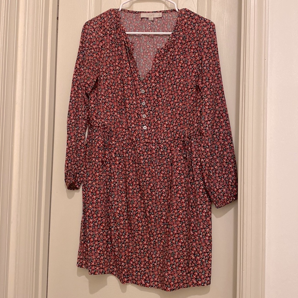 Loft Floral Tie front dress